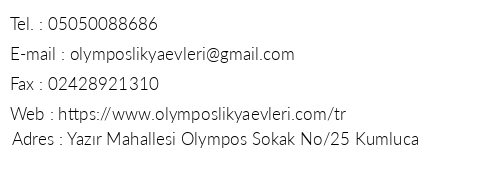 Likya Evleri Olympos telefon numaralar, faks, e-mail, posta adresi ve iletiim bilgileri